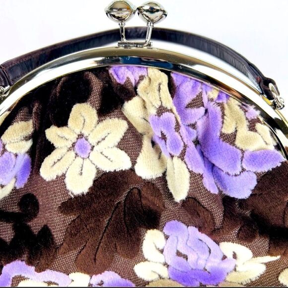Rare Vintage Bag Purse Glenda Gies Floral Chenille Tapestry Kisslock Handbag - Picture 3 of 9
